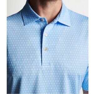 Peter Millar Summer Comfort Mens XL Blue Skull Print Performance Golf Polo Shirt